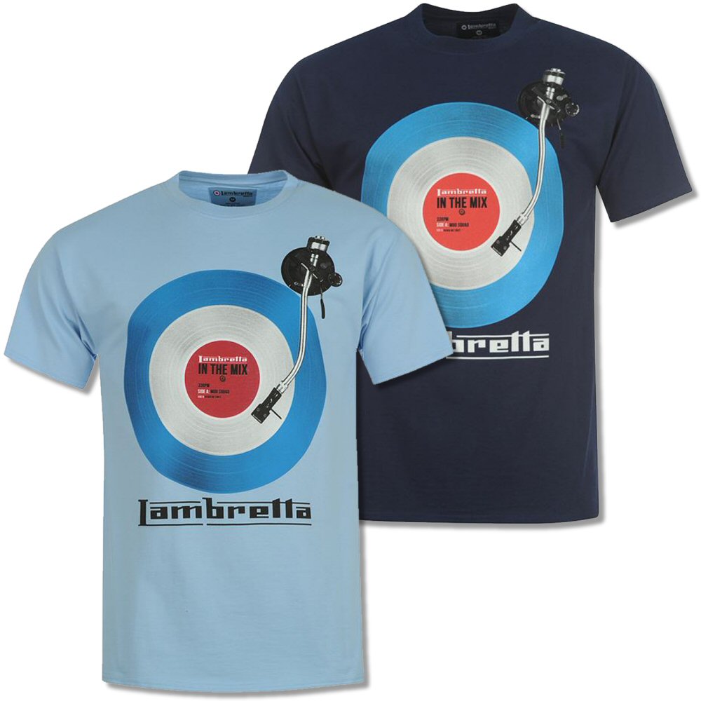 Lambretta 'Heavy' Mod Retro 60's Target Turntable Crew Neck T Shirt | Adaptor Clothing